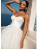 Strapless Ivory Pleated Satin Tulle Unusual Wedding Dress